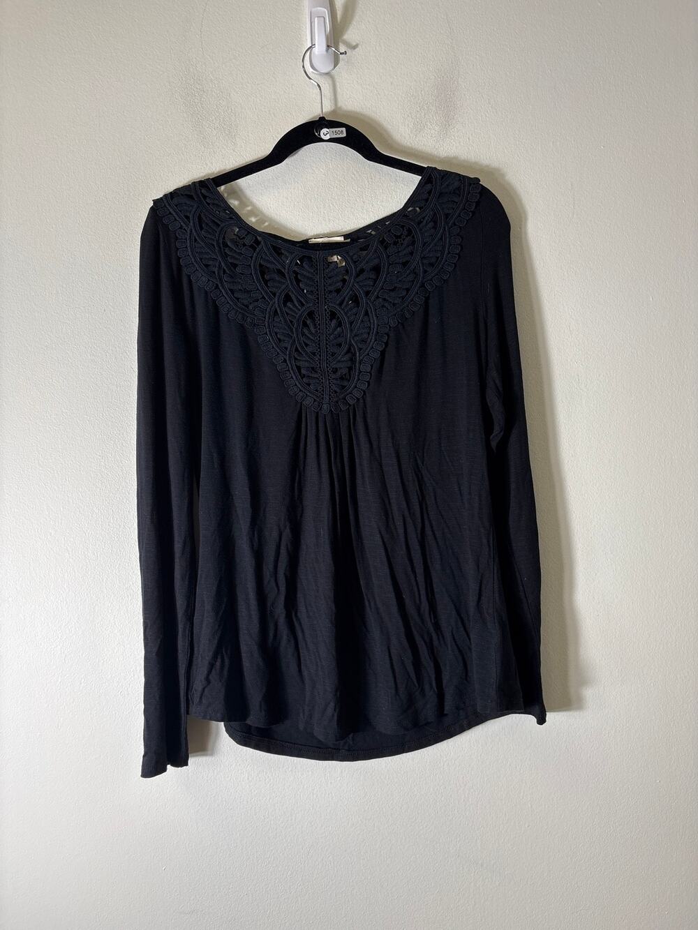 Meadow Rue Black Long Sleeve Tunic Style Top Sz M